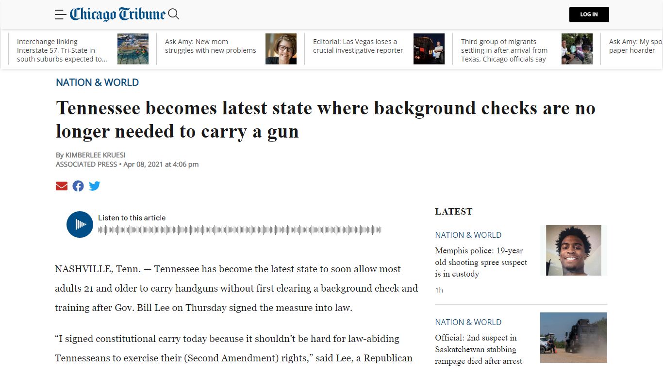 Background checks no longer required for Tennessee gunowners